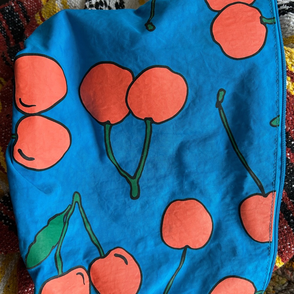 BAGGU Blue and Orange Cherry large Go pouch